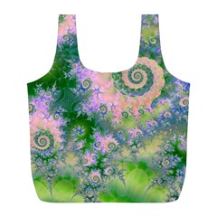 Rose Apple Green Dreams, Abstract Water Garden Reusable Bag (L) from ArtsNow.com Back