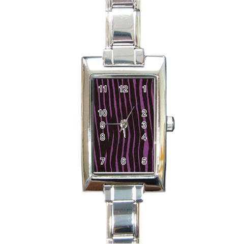 Zebra Rectangular Italian Charm Watch from ArtsNow.com Front