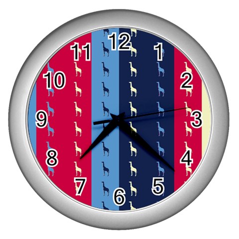 Giraffentapete Wall Clock (Silver) from ArtsNow.com Front