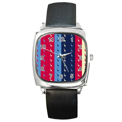 Giraffentapete Square Leather Watch from ArtsNow.com Front