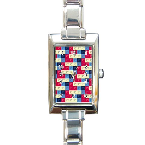 Hearts Rectangular Italian Charm Watch from ArtsNow.com Front