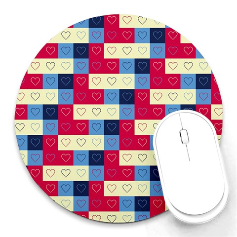 Hearts 8  Mouse Pad (Round) from ArtsNow.com Front