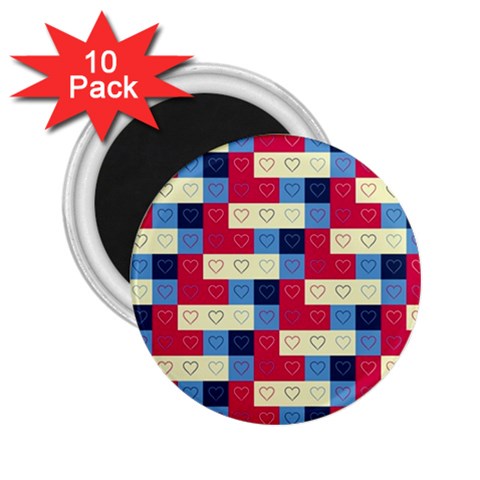 Hearts 2.25  Button Magnet (10 pack) from ArtsNow.com Front