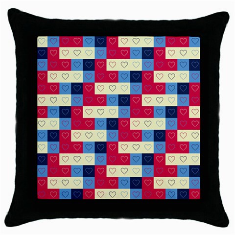 Hearts Black Throw Pillow Case from ArtsNow.com Front