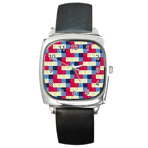 Hearts Square Leather Watch from ArtsNow.com Front