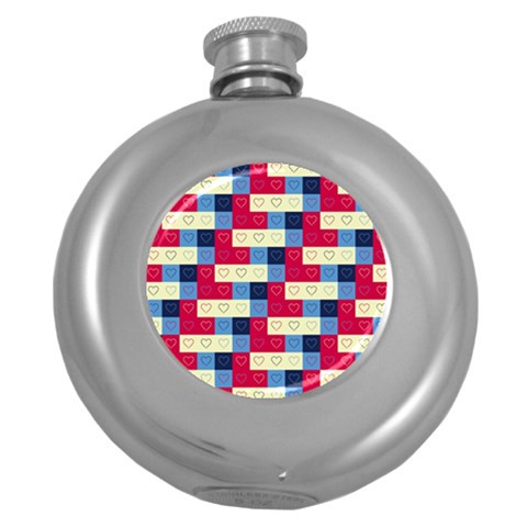 Hearts Hip Flask (Round) from ArtsNow.com Front