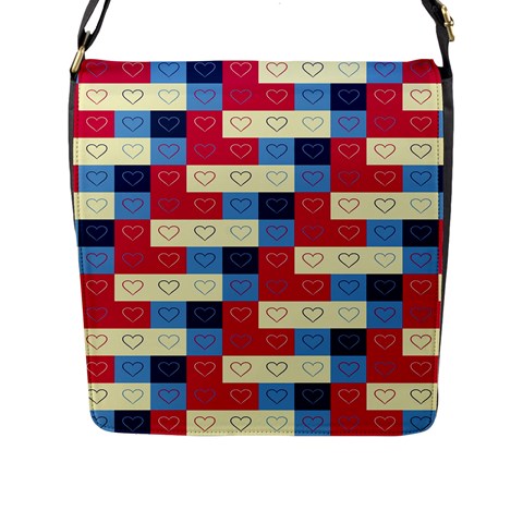 Hearts Flap Closure Messenger Bag (Large) from ArtsNow.com Front