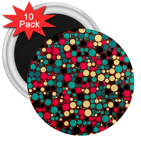 Retro 3  Button Magnet (10 pack) from ArtsNow.com Front