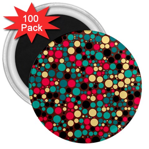 Retro 3  Button Magnet (100 pack) from ArtsNow.com Front