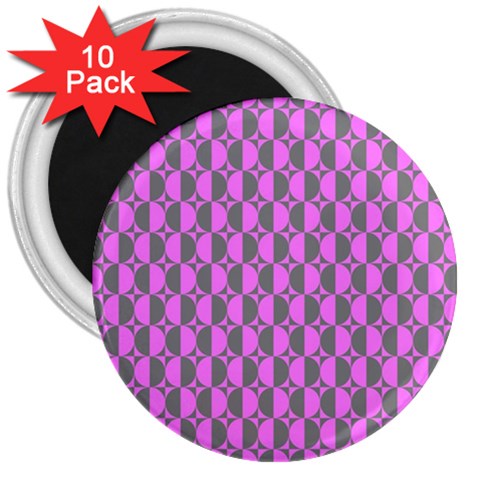 Retro 3  Button Magnet (10 pack) from ArtsNow.com Front