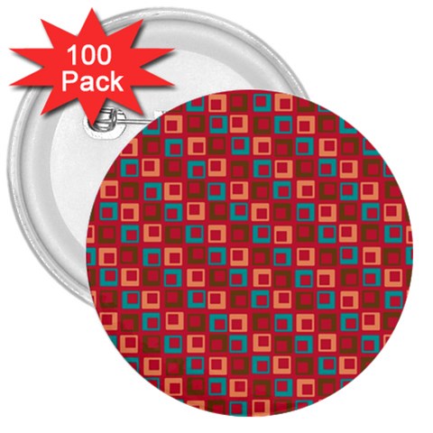 Retro 3  Button (100 pack) from ArtsNow.com Front