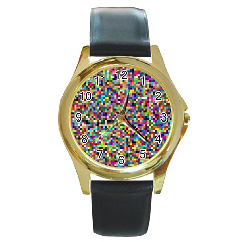 Color Round Leather Watch (Gold Rim)  from ArtsNow.com Front