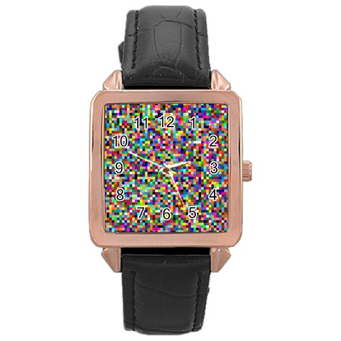 Color Rose Gold Leather Watch  from ArtsNow.com Front