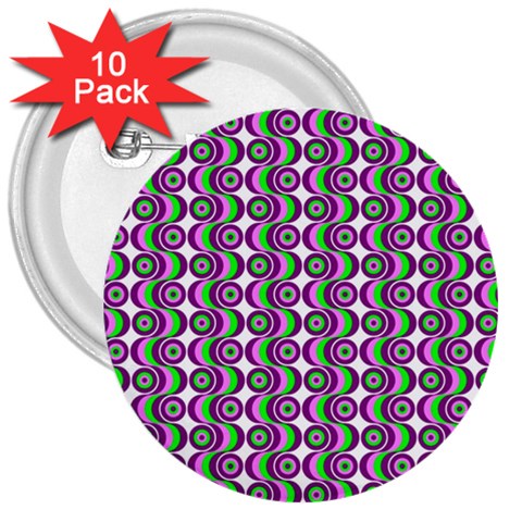 Retro 3  Button (10 pack) from ArtsNow.com Front