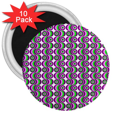 Retro 3  Button Magnet (10 pack) from ArtsNow.com Front