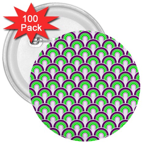 Retro 3  Button (100 pack) from ArtsNow.com Front