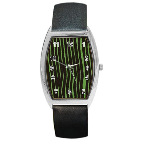 Zebra Barrel Style Metal Watch from ArtsNow.com Front