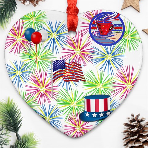 Patriot Fireworks Heart Ornament (Two Sides) from ArtsNow.com Back