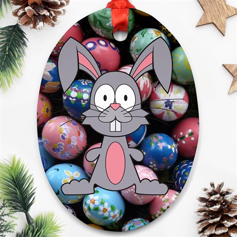 Easter Egg Bunny Treasure Oval Ornament (Two Sides) from ArtsNow.com Back