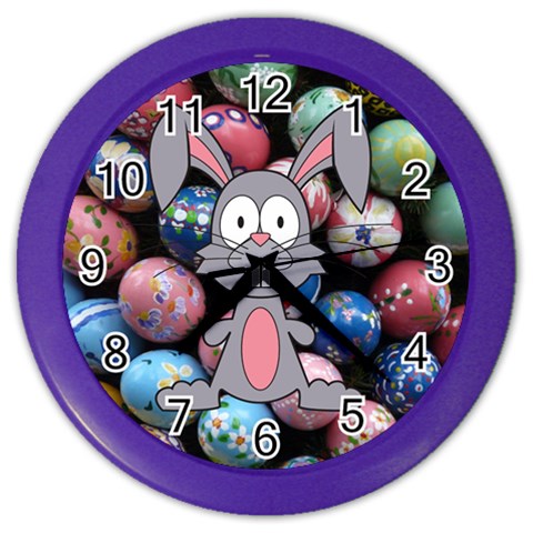 Easter Egg Bunny Treasure Wall Clock (Color) from ArtsNow.com Front