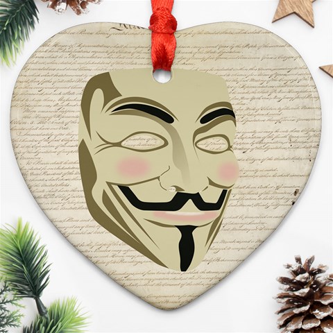 We The Anonymous People Heart Ornament (Two Sides) from ArtsNow.com Front