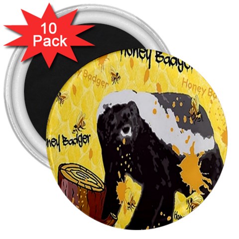 Honeybadgersnack 3  Button Magnet (10 pack) from ArtsNow.com Front