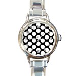 Black And White Polkadot Round Italian Charm Watch