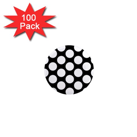 Black And White Polkadot 1  Mini Button Magnet (100 pack) from ArtsNow.com Front