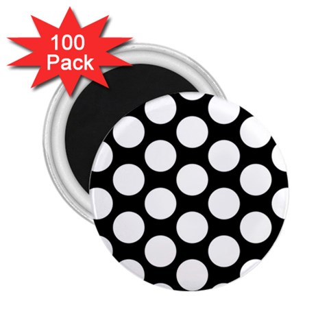 Black And White Polkadot 2.25  Button Magnet (100 pack) from ArtsNow.com Front