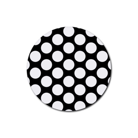 Black And White Polkadot Drink Coaster (Round) from ArtsNow.com Front