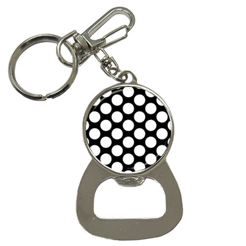 Black And White Polkadot Bottle Opener Key Chain from ArtsNow.com Front