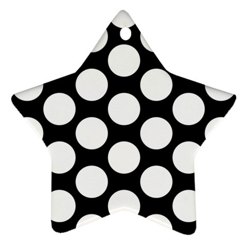 Black And White Polkadot Star Ornament (Two Sides) from ArtsNow.com Front