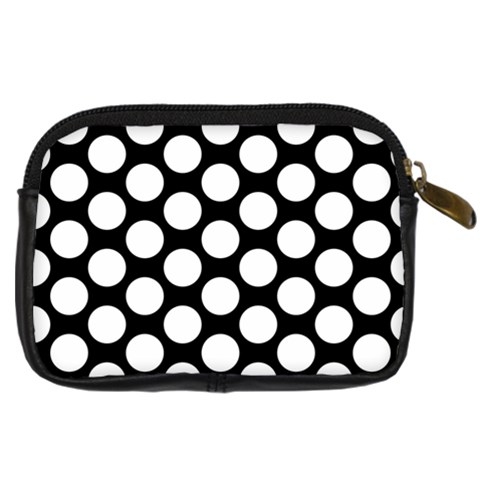 Black And White Polkadot Digital Camera Leather Case from ArtsNow.com Back