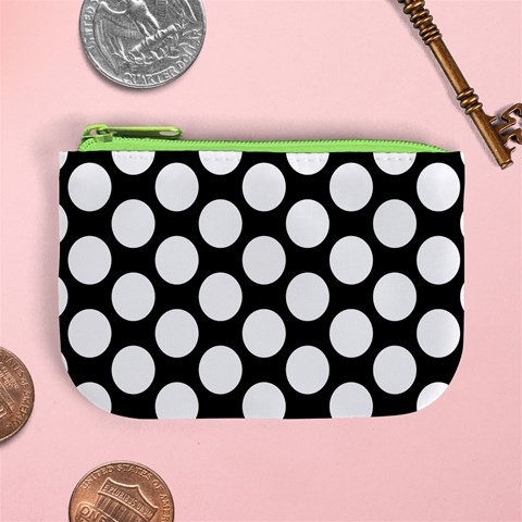 Black And White Polkadot Coin Change Purse from ArtsNow.com Front