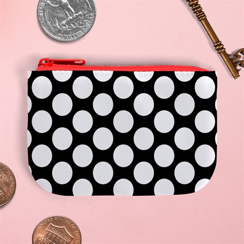 Black And White Polkadot Coin Change Purse from ArtsNow.com Front