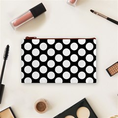 Black And White Polkadot Cosmetic Bag (Small) from ArtsNow.com Front