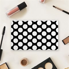 Black And White Polkadot Cosmetic Bag (Medium) from ArtsNow.com Front