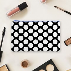 Black And White Polkadot Cosmetic Bag (Medium) from ArtsNow.com Front