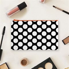 Black And White Polkadot Cosmetic Bag (Medium) from ArtsNow.com Front