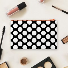 Black And White Polkadot Cosmetic Bag (Medium) from ArtsNow.com Back