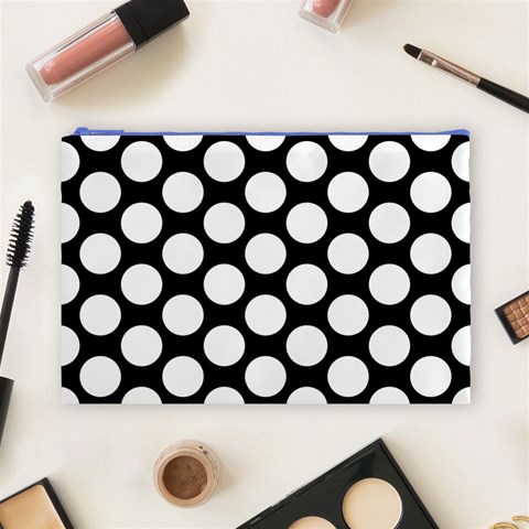 Black And White Polkadot Cosmetic Bag (Large) from ArtsNow.com Front