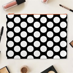 Black And White Polkadot Cosmetic Bag (XL) from ArtsNow.com Front