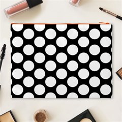 Black And White Polkadot Cosmetic Bag (XL) from ArtsNow.com Back