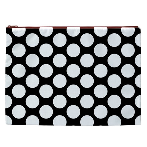 Black And White Polkadot Cosmetic Bag (XXL) from ArtsNow.com Front