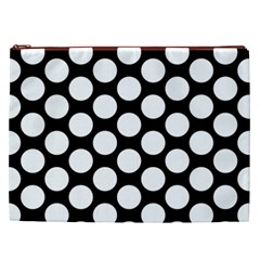 Black And White Polkadot Cosmetic Bag (XXL) from ArtsNow.com Front