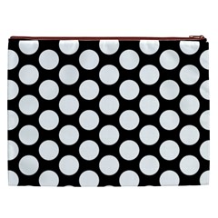 Black And White Polkadot Cosmetic Bag (XXL) from ArtsNow.com Back