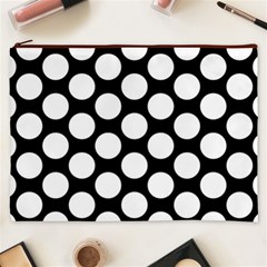 Black And White Polkadot Cosmetic Bag (XXXL) from ArtsNow.com Front