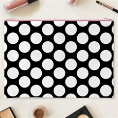 Black And White Polkadot Cosmetic Bag (XXXL) from ArtsNow.com Back