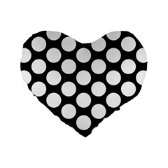 Black And White Polkadot 16  Premium Heart Shape Cushion  from ArtsNow.com Front