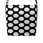 Black And White Polkadot Flap Closure Messenger Bag (Large)